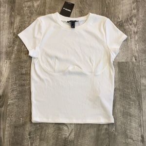 Forever 21 White Underbust Ribbed Top